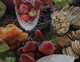 grazing table display with strawberries
